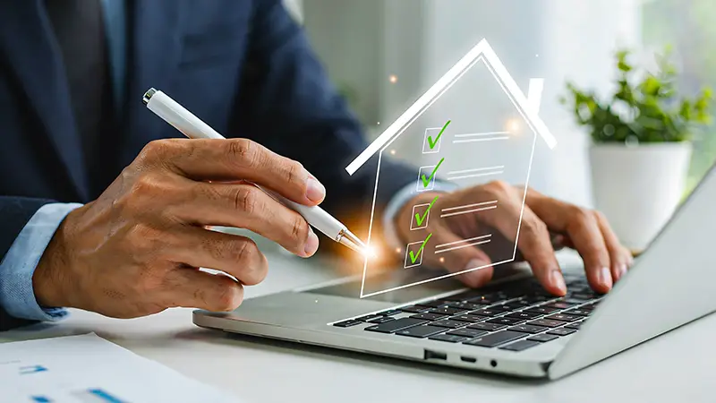 Man with virtual projected house